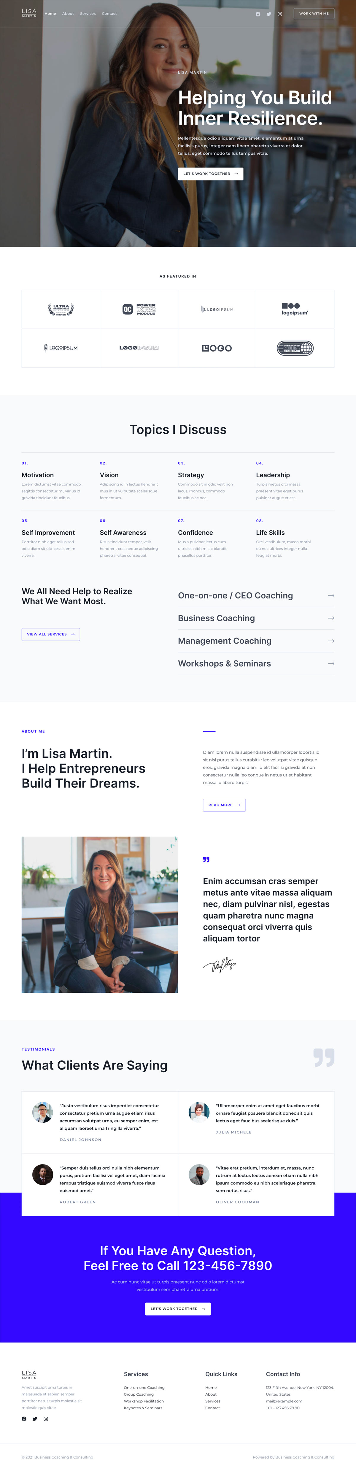 Business consulting website template preview