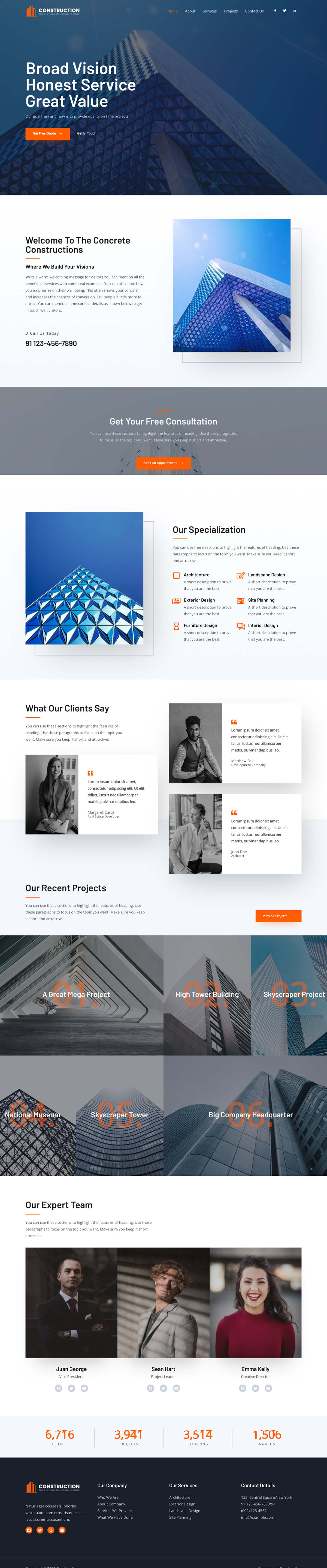 Construction website template preview