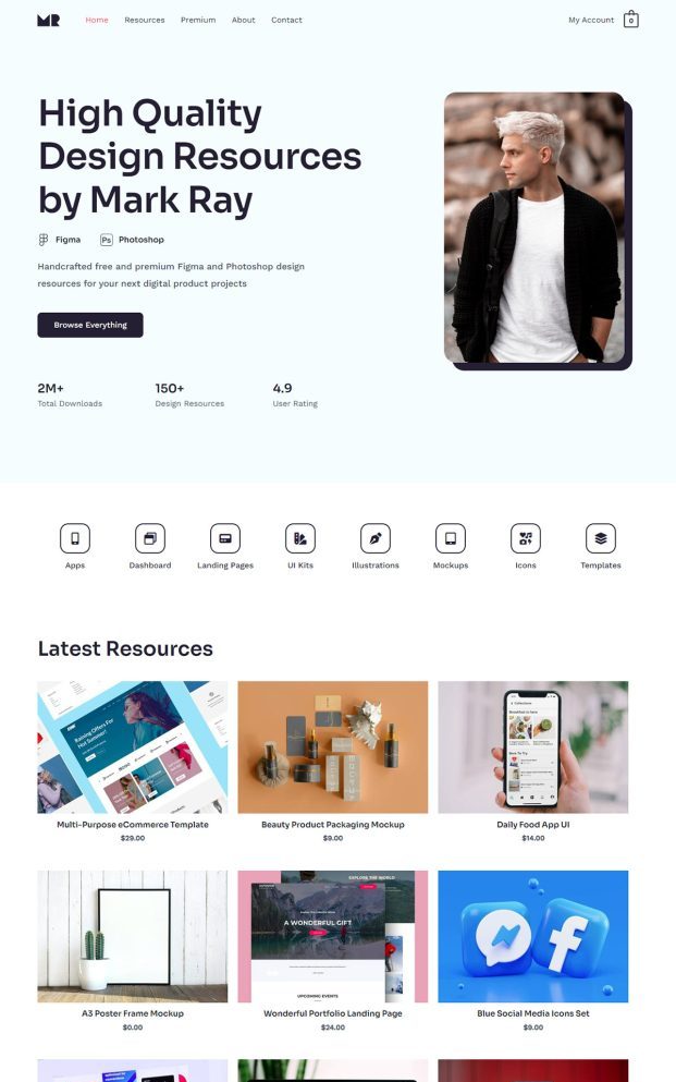 Design resource website template preview