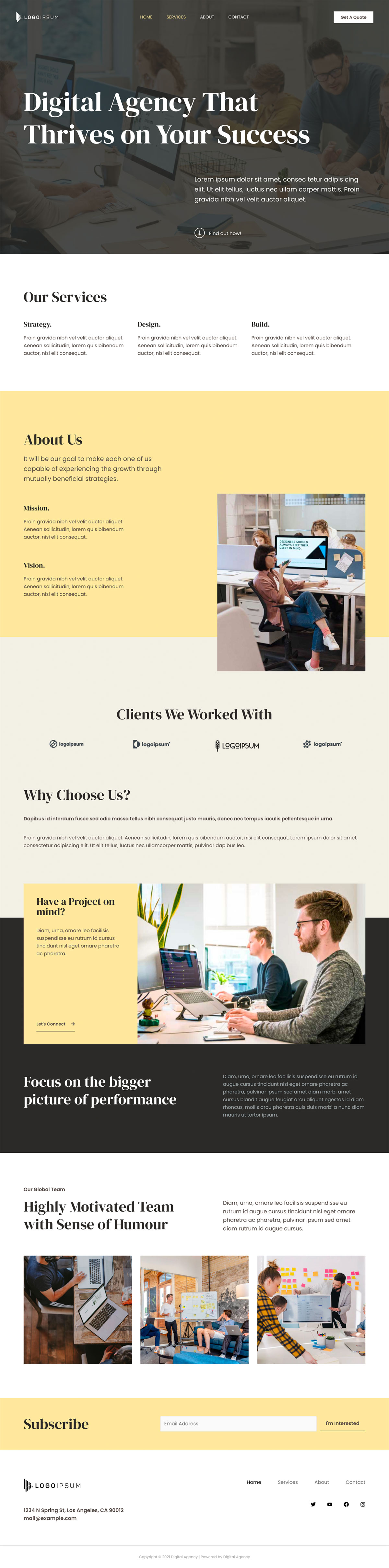Digital agency website template preview