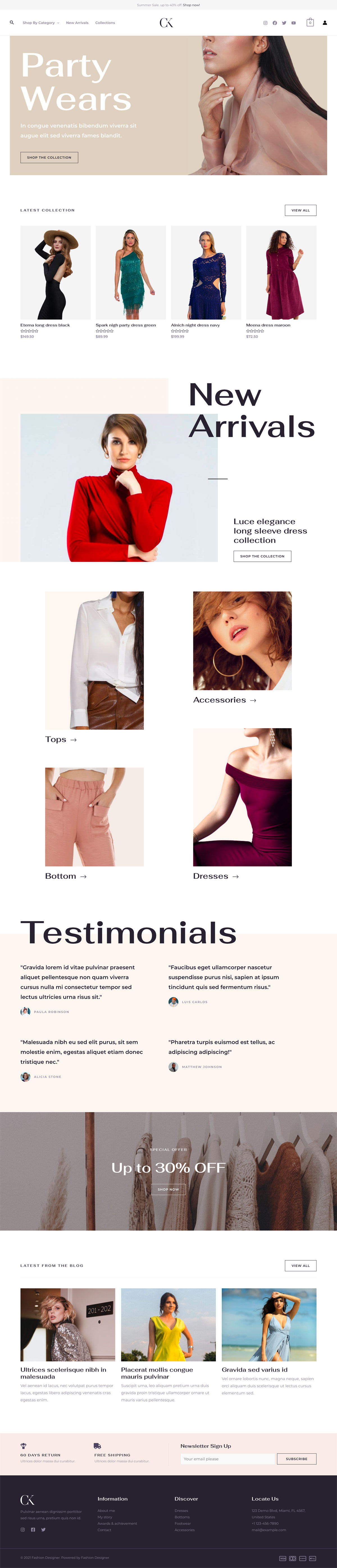 Fashion designer website template preview