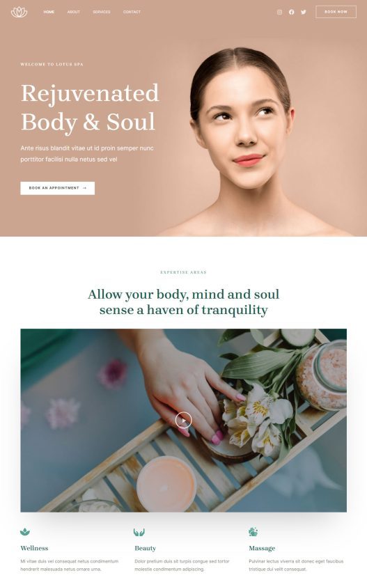 Lotus spa website template preview