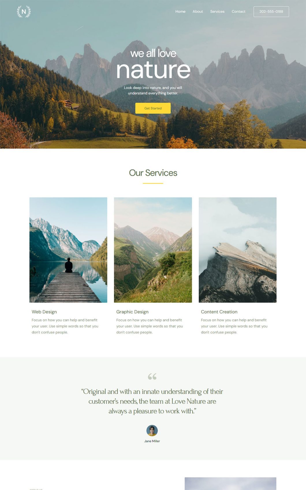 Love nature website template preview