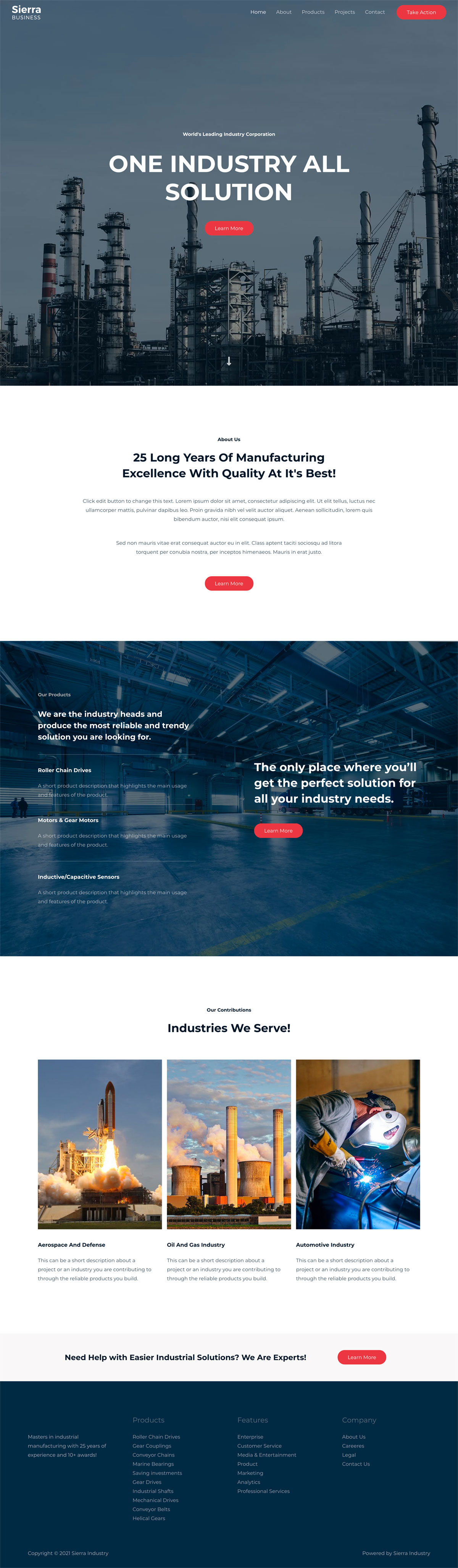 Sierra industry website template preview